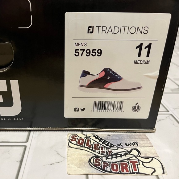 New FootJoy Traditions Waterproof Golf Shoes Cleats Blue White Pink Men 8.5 - 13 - Picture 15 of 16